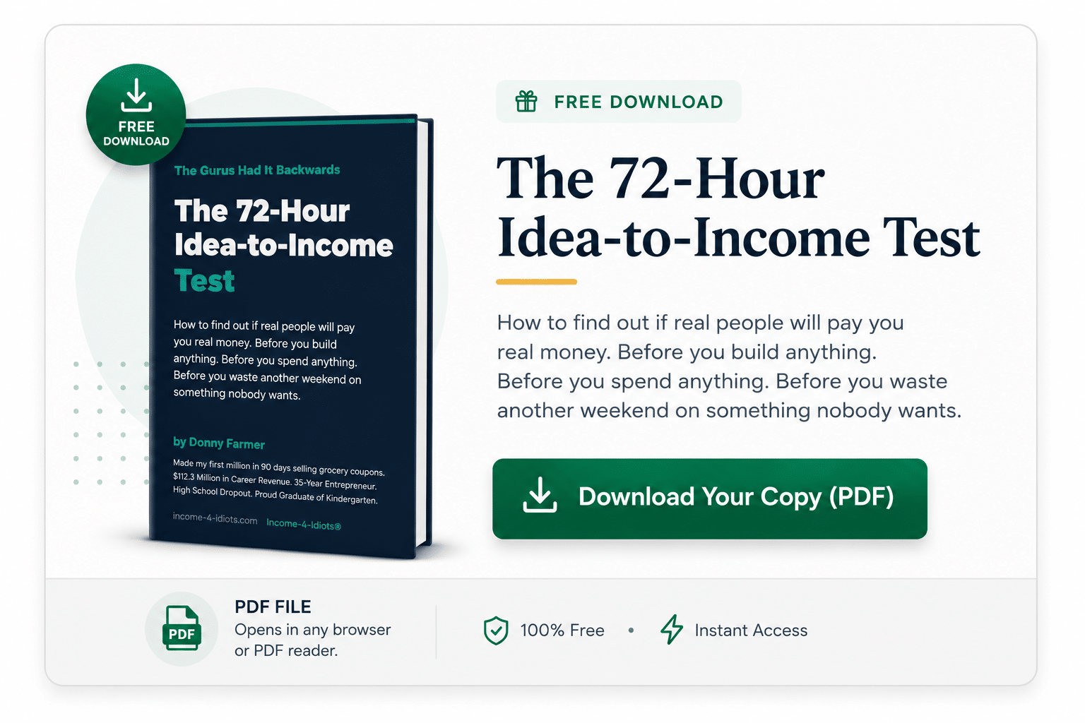 Download The 72-Hour Idea-to-Income Test PDF